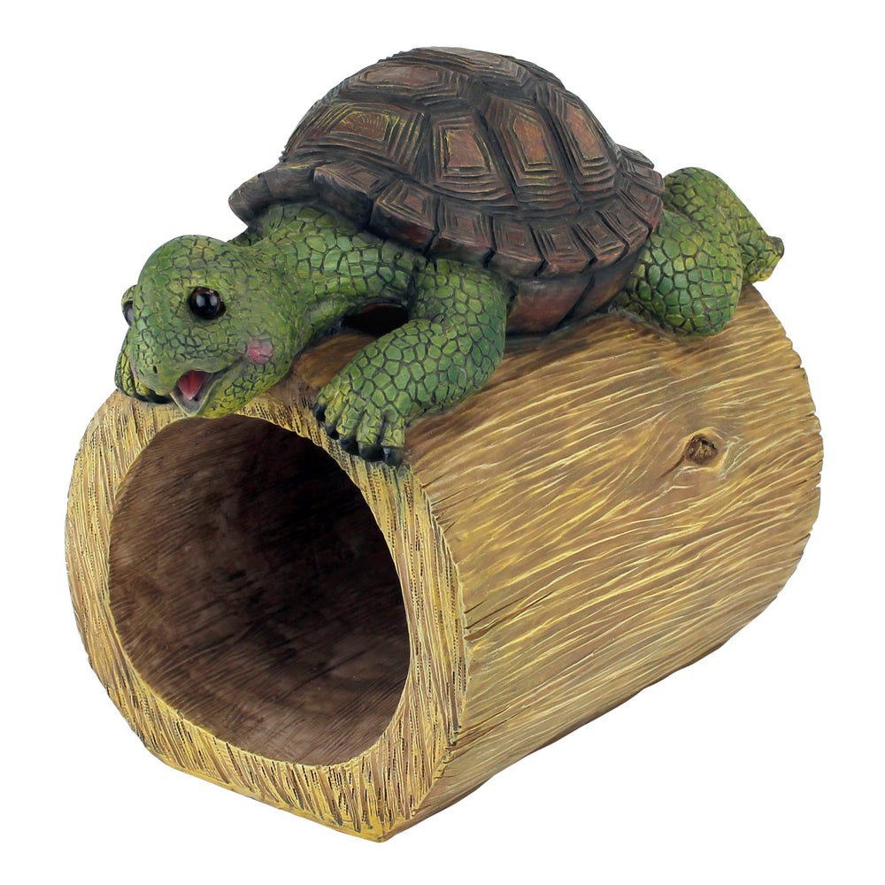 Design Toscano front view of turtle sculpture directing water, adds curb appeal