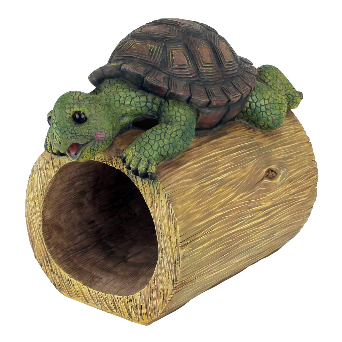 Design Toscano front view of turtle sculpture directing water, adds curb appeal