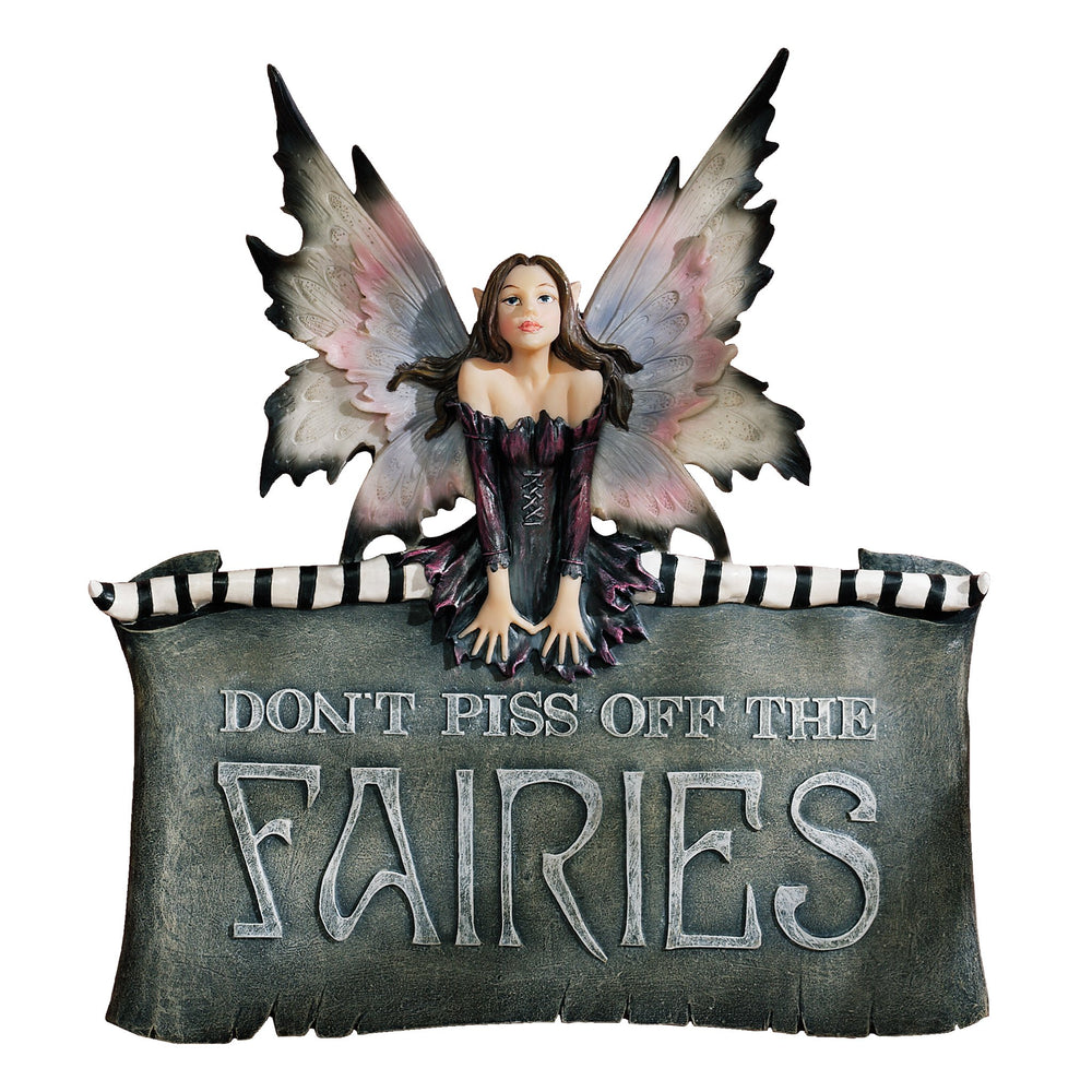 Design Toscano front view of fairy plaque showing full-color detail and focal charm