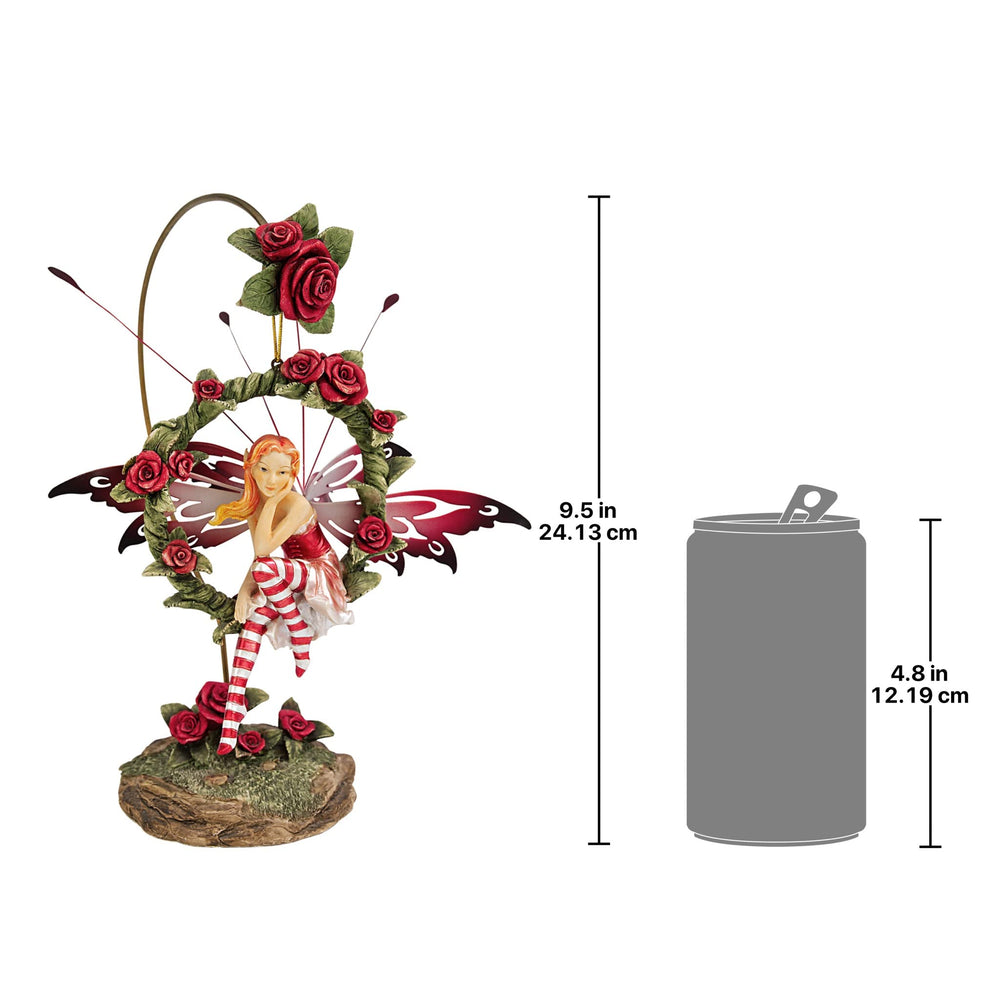 Design Toscano fairy stand detail with rose accents highlights secure display and charm