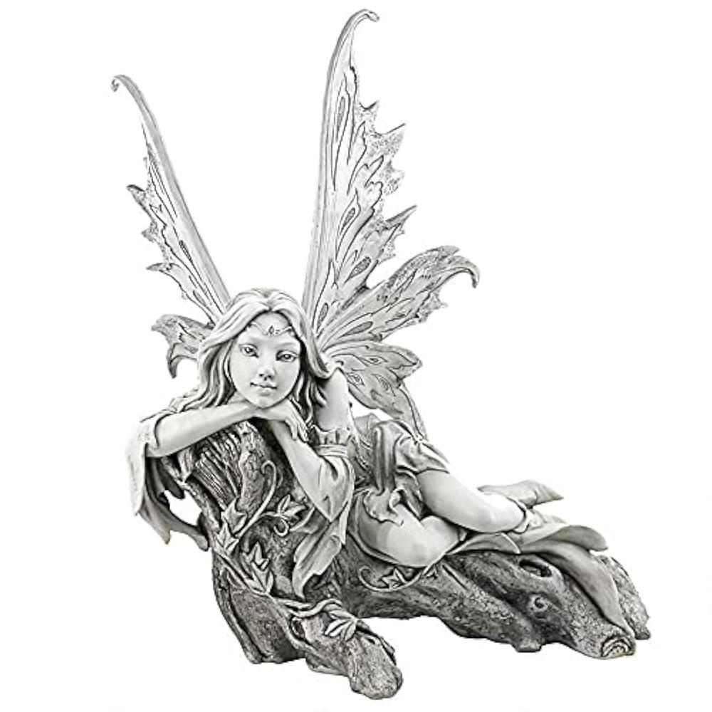 Design Toscano front view of fairy statue showing serene pose and garden charm