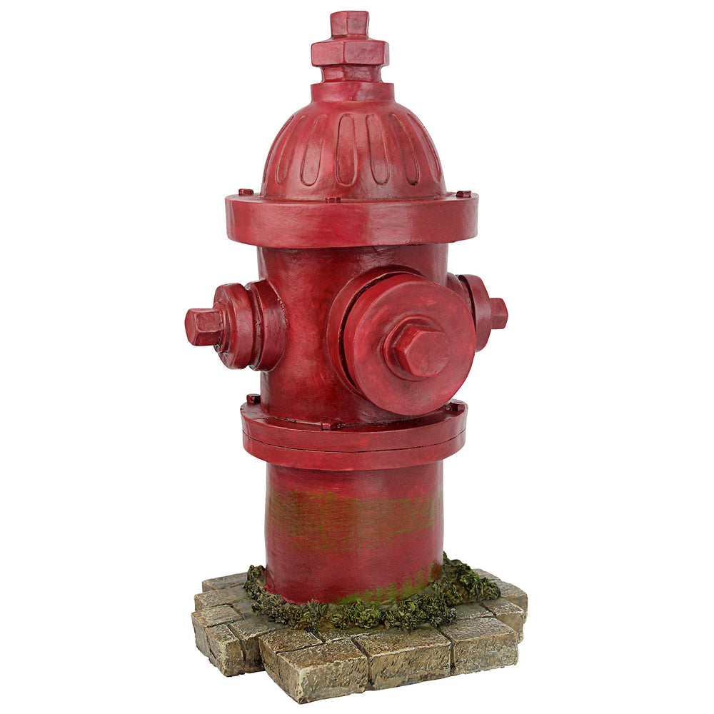 Design Toscano front view showing red hydrant and authentic look for decorative impact