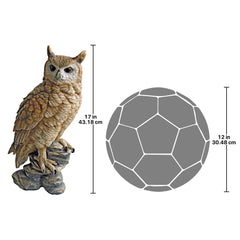 Design Toscano owl placed in garden showing natural fit and decorative appeal