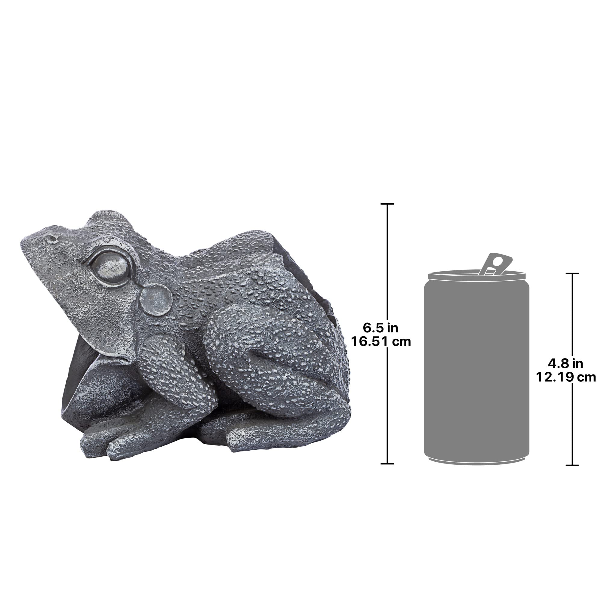 Design Toscano frog material cross-section shows crushed-stone resin