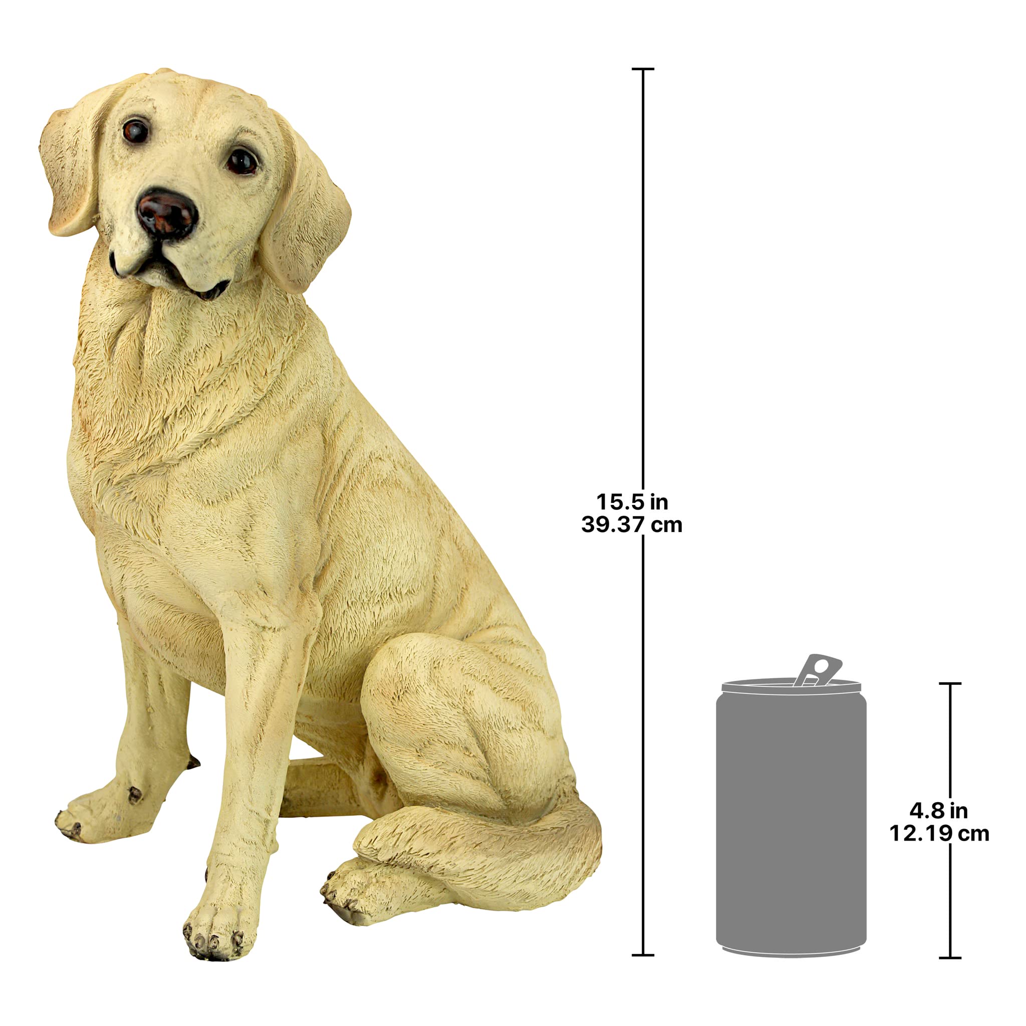 Design Toscano Golden Labrador packaging and label illustrating brand quality
