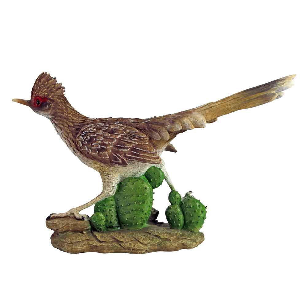 Design Toscano roadrunner close-up texture revealing hand-painted stone detail