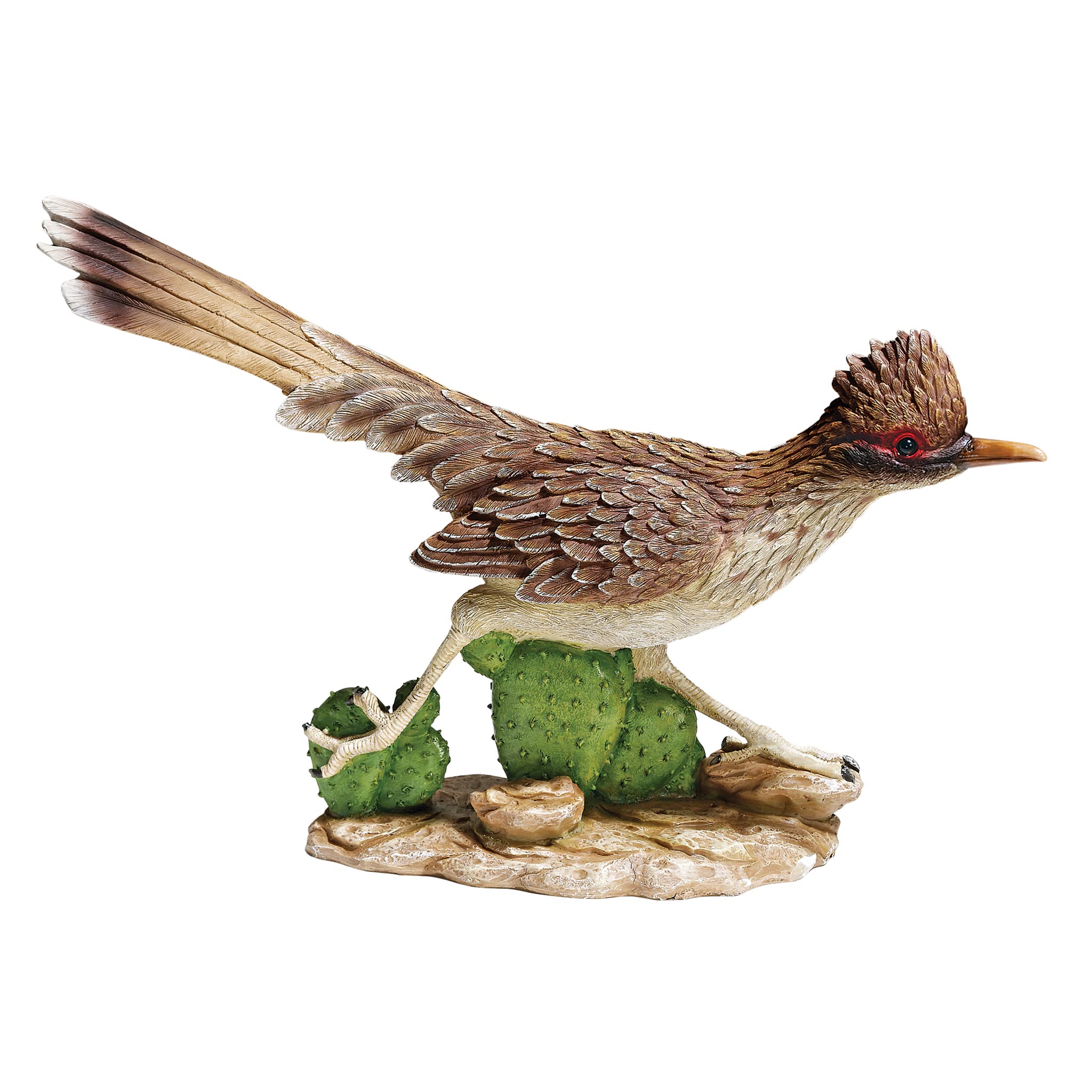 Design Toscano roadrunner front view showing color and decorative appeal