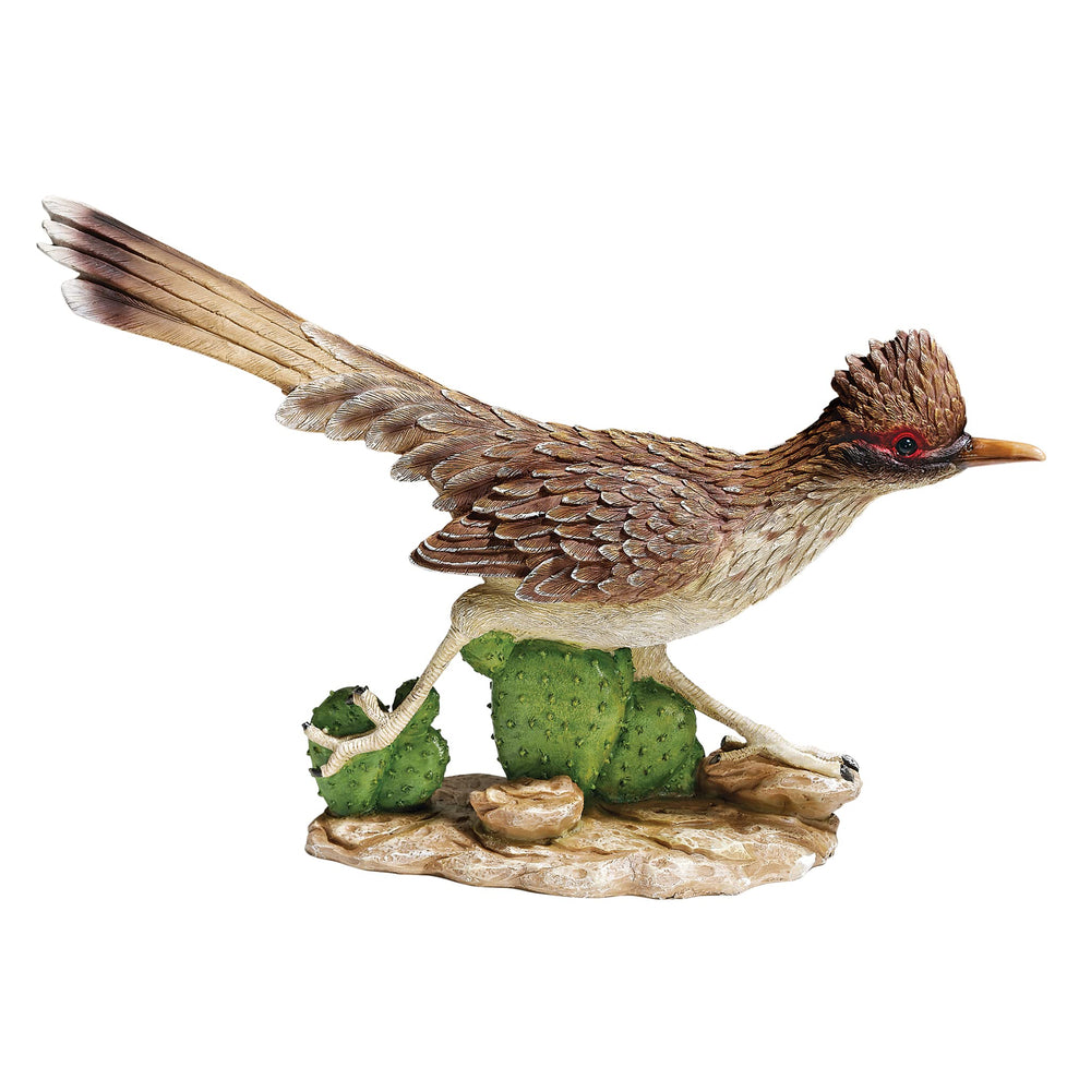 Design Toscano roadrunner front view showing color and decorative appeal