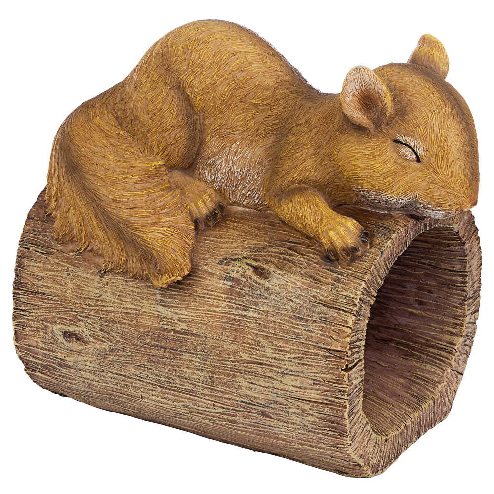 Design Toscano front view of Jolly the Squirrel showing cheerful diversion and curb appeal