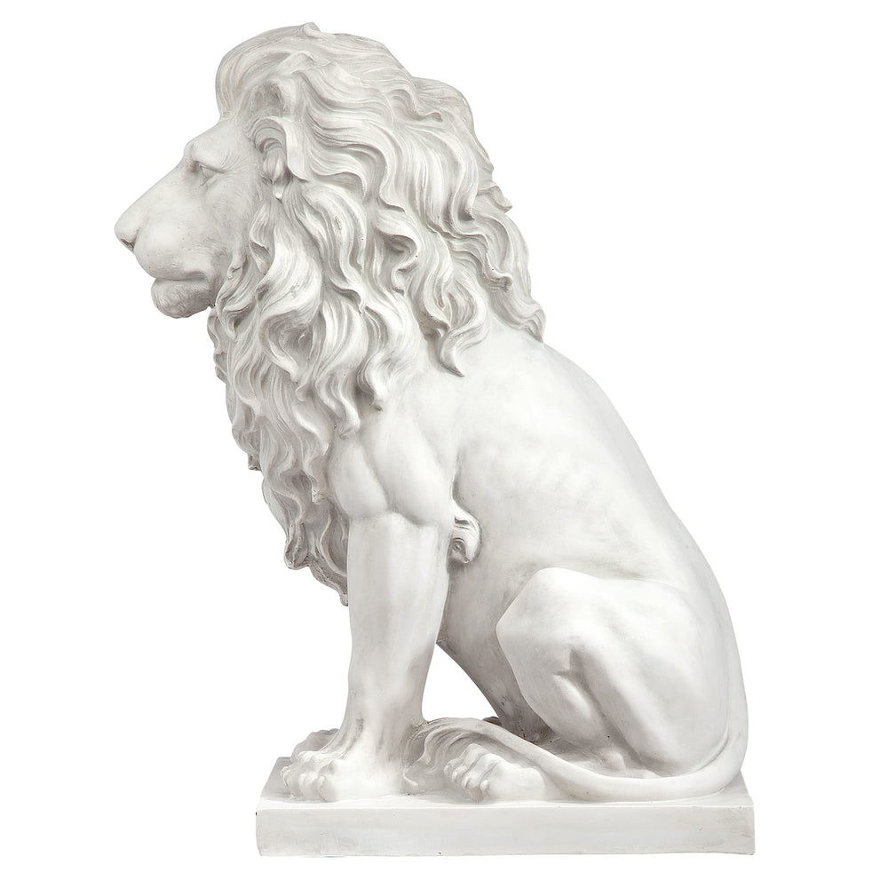 Design Toscano lion base and texture highlighting crushed stone-resin finish durability