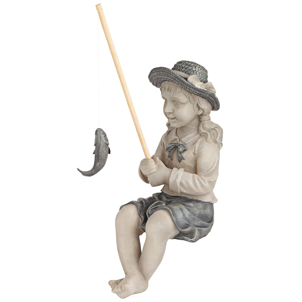 Design Toscano detachable fishing pole shown removed for safe transport and display