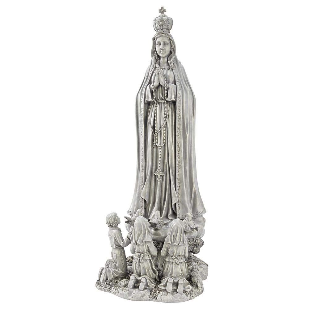 Design Toscano front view of Our Lady of Fatima statue showing serene pose and devotional focus