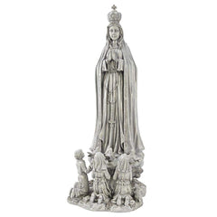 Design Toscano front view of Our Lady of Fatima statue showing serene pose and devotional focus