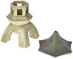 Design Toscano pagoda close-up texture showing two-tone stone finish durability