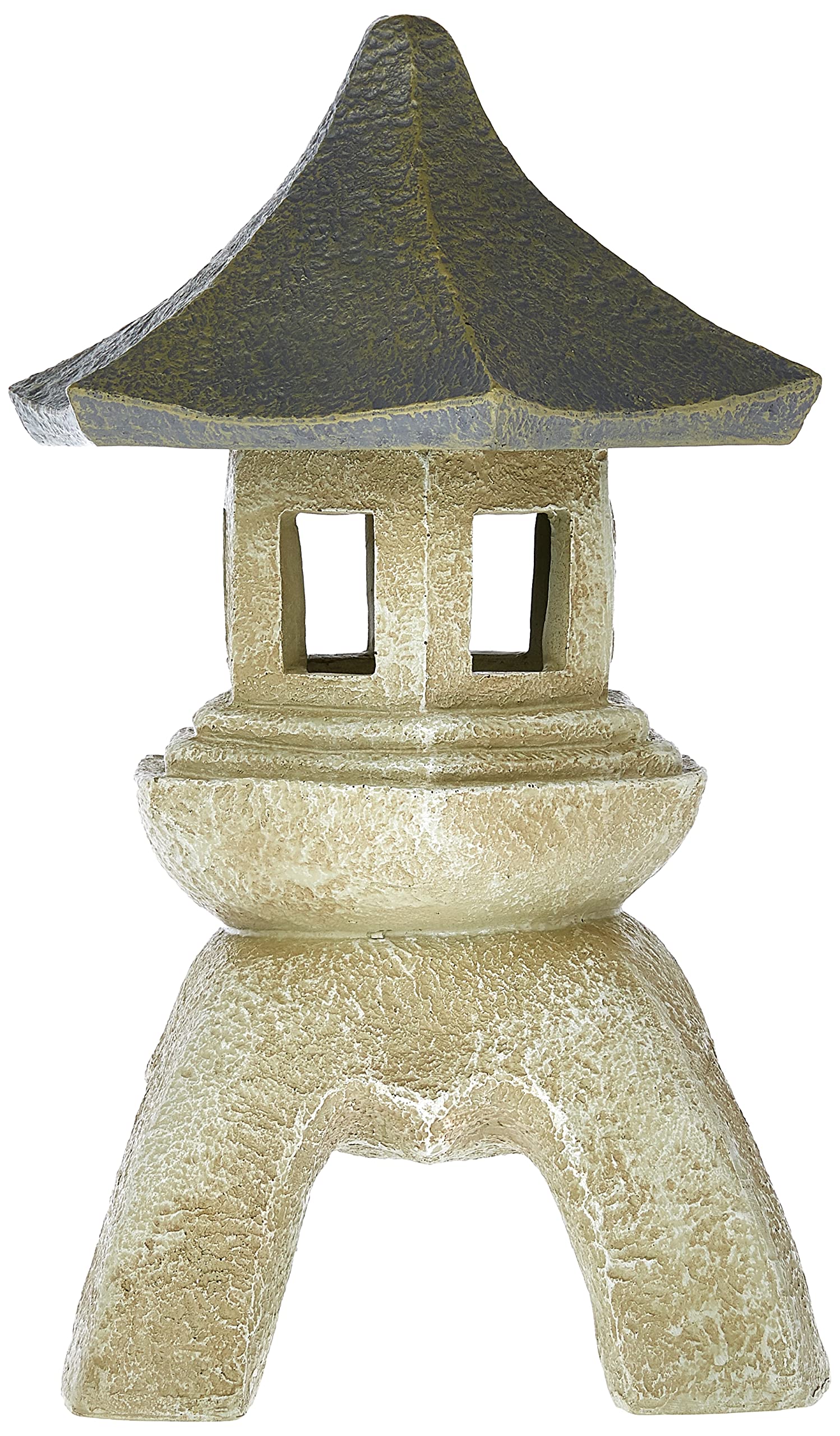 Design Toscano pagoda roof detail showing lid and lift feature for LED light
