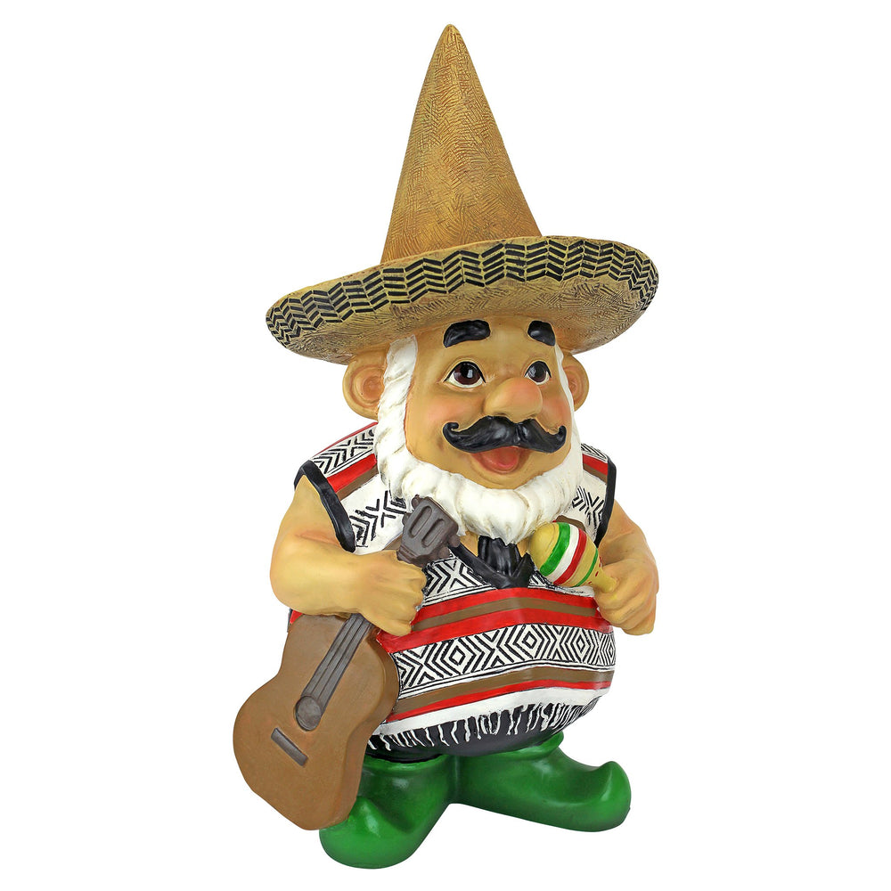 Design Toscano Pancho front view showing colorful mariachi gnome benefit eye-catching décor