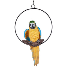 Design Toscano parrot feather close-up showing hand-painted texture and realism