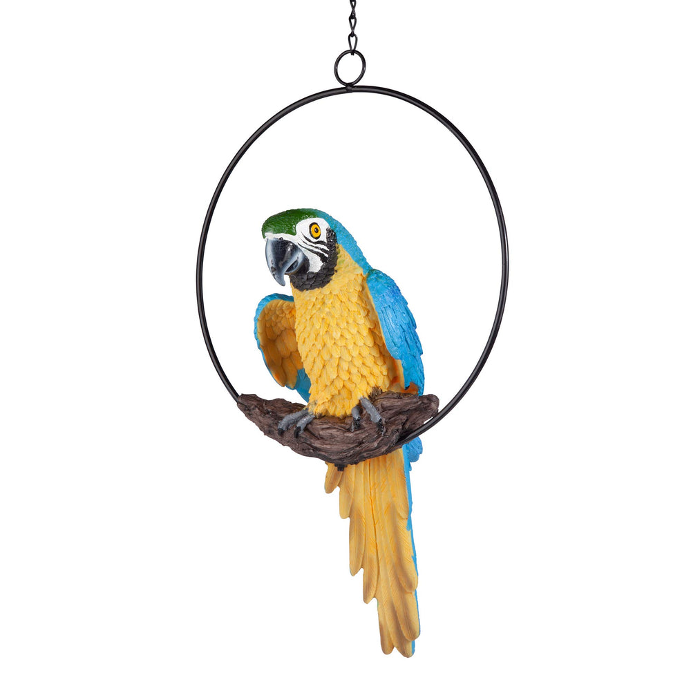 Design Toscano parrot displayed on patio adding tropical flair to outdoor space