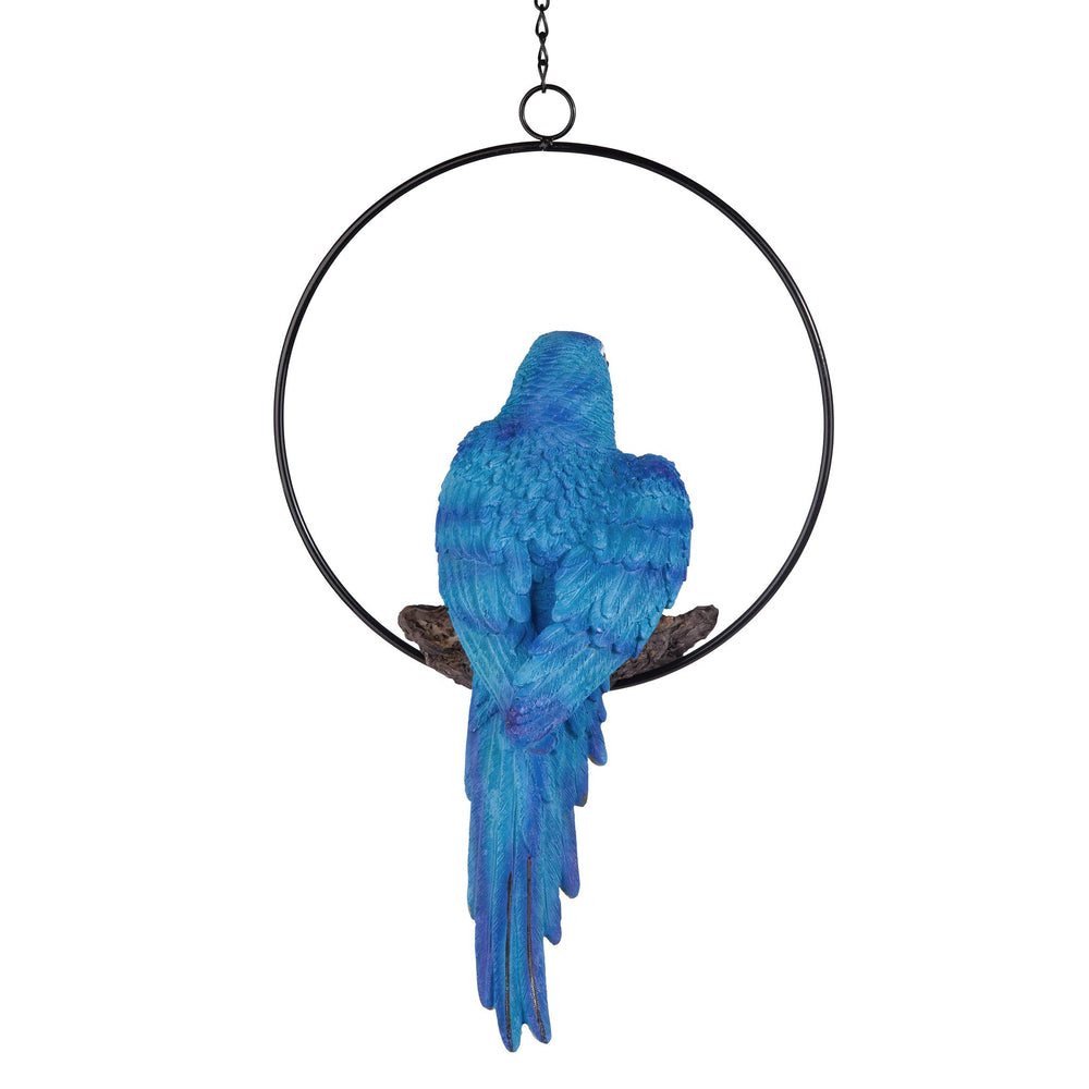 Design Toscano parrot side profile showing durable cast stone resin construction