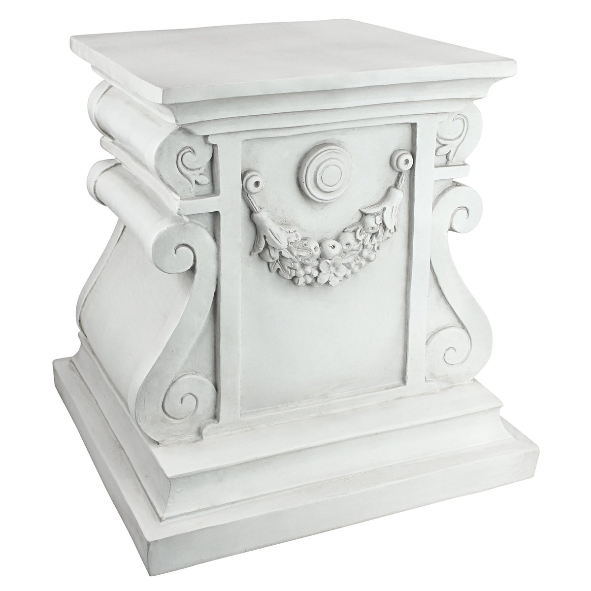 Design Toscano front view of plinth showing classical details and display benefit
