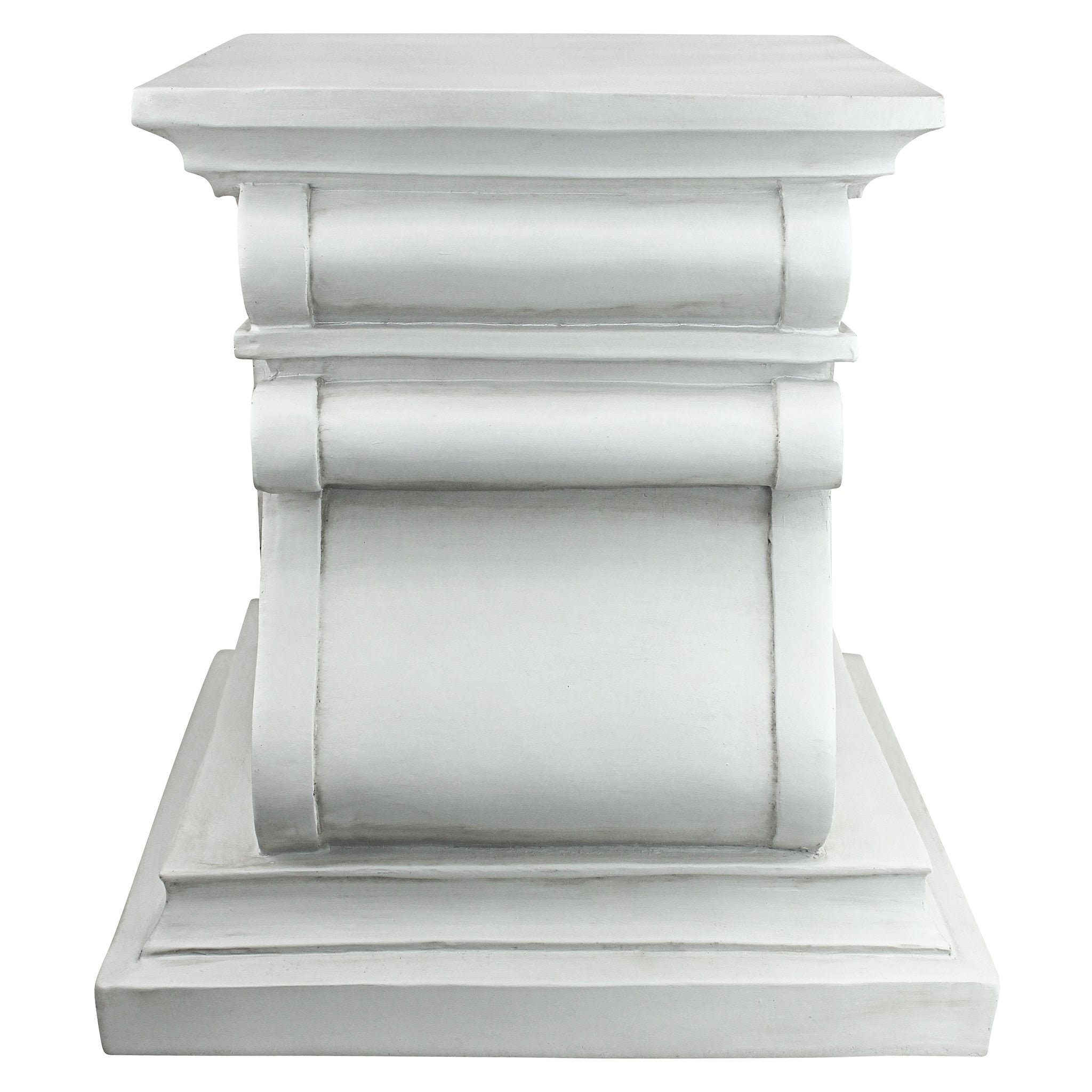 Design Toscano plinth supporting statue to show elevation and focal-point benefit