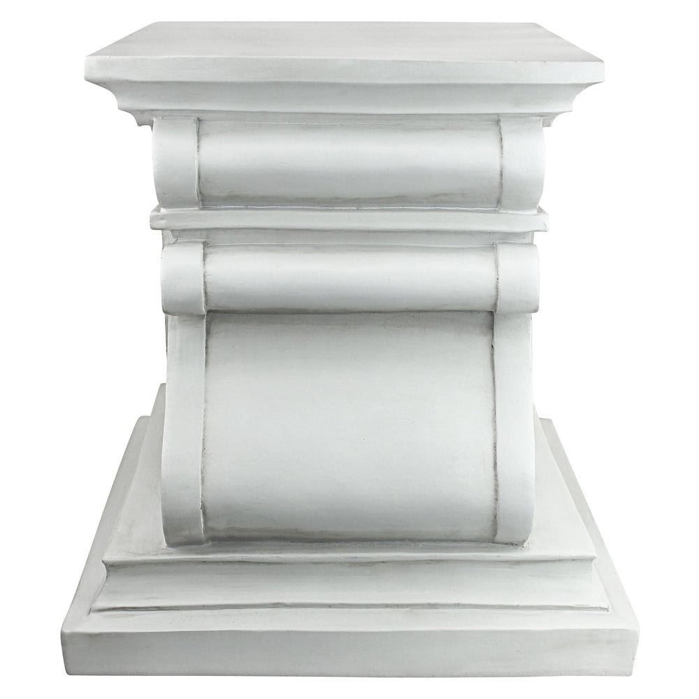 Design Toscano plinth supporting statue to show elevation and focal-point benefit