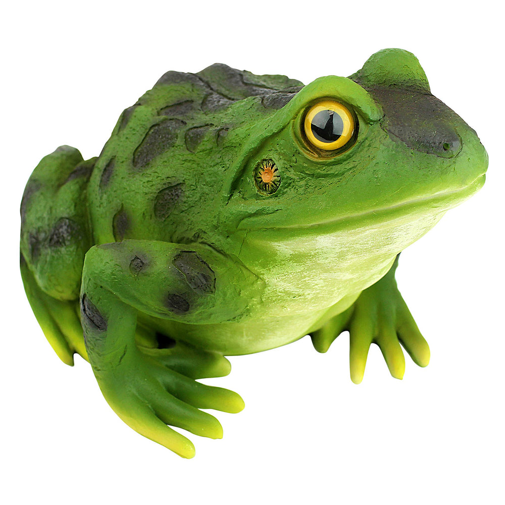 Design Toscano Ribbit placed at a pond edge adding playful focal interest