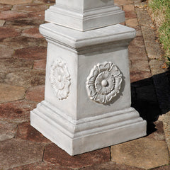 Design Toscano close-up of rosette detail highlighting carved texture and finish