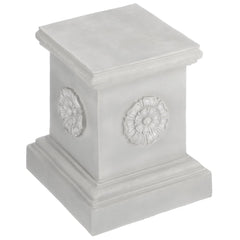 Design Toscano front view of rosette plinth showing classical profile and stable base