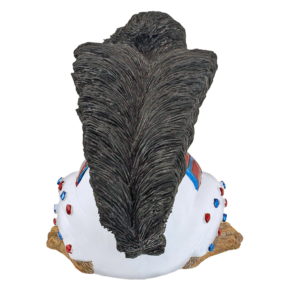 Design Toscano side profile of Elmer highlighting his rock-and-roll outfit