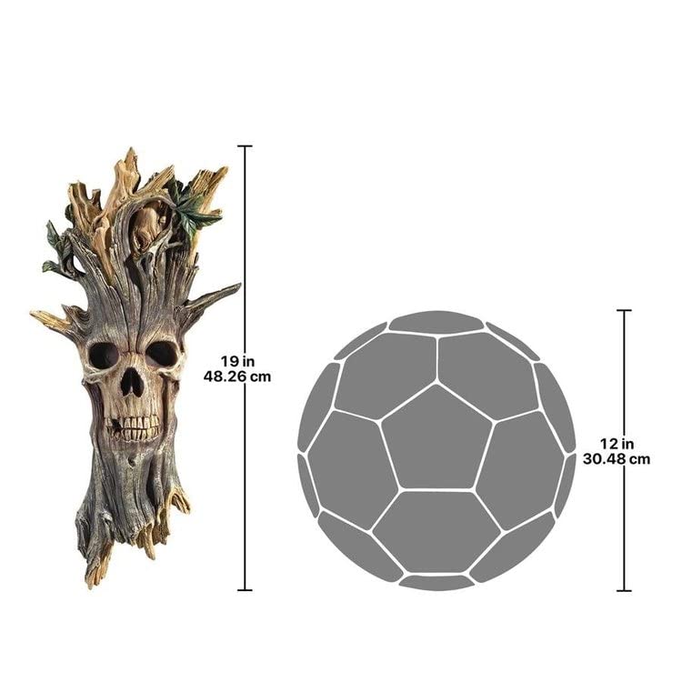 Design Toscano plaque next to common screw showing hanging size and scale