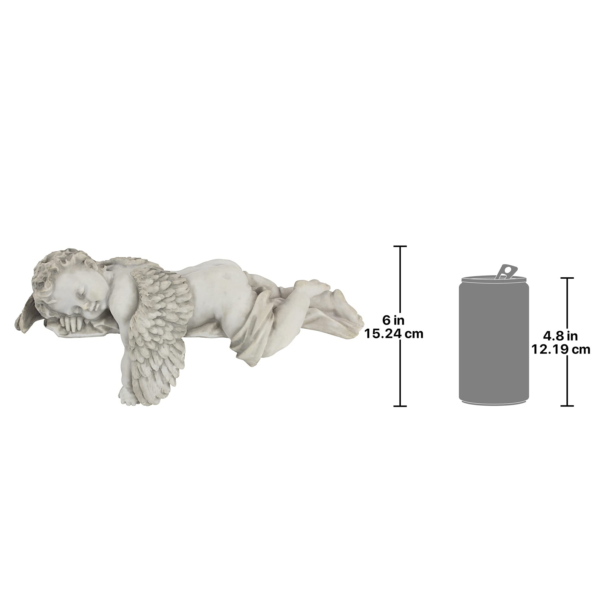 Design Toscano shown next to ruler to illustrate compact 13 inch width and placement ease