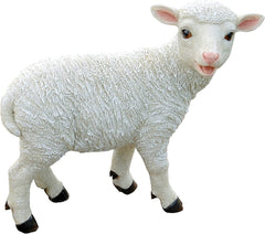 Design Toscano standing lamb front view showing lifelike pose and decorative appeal