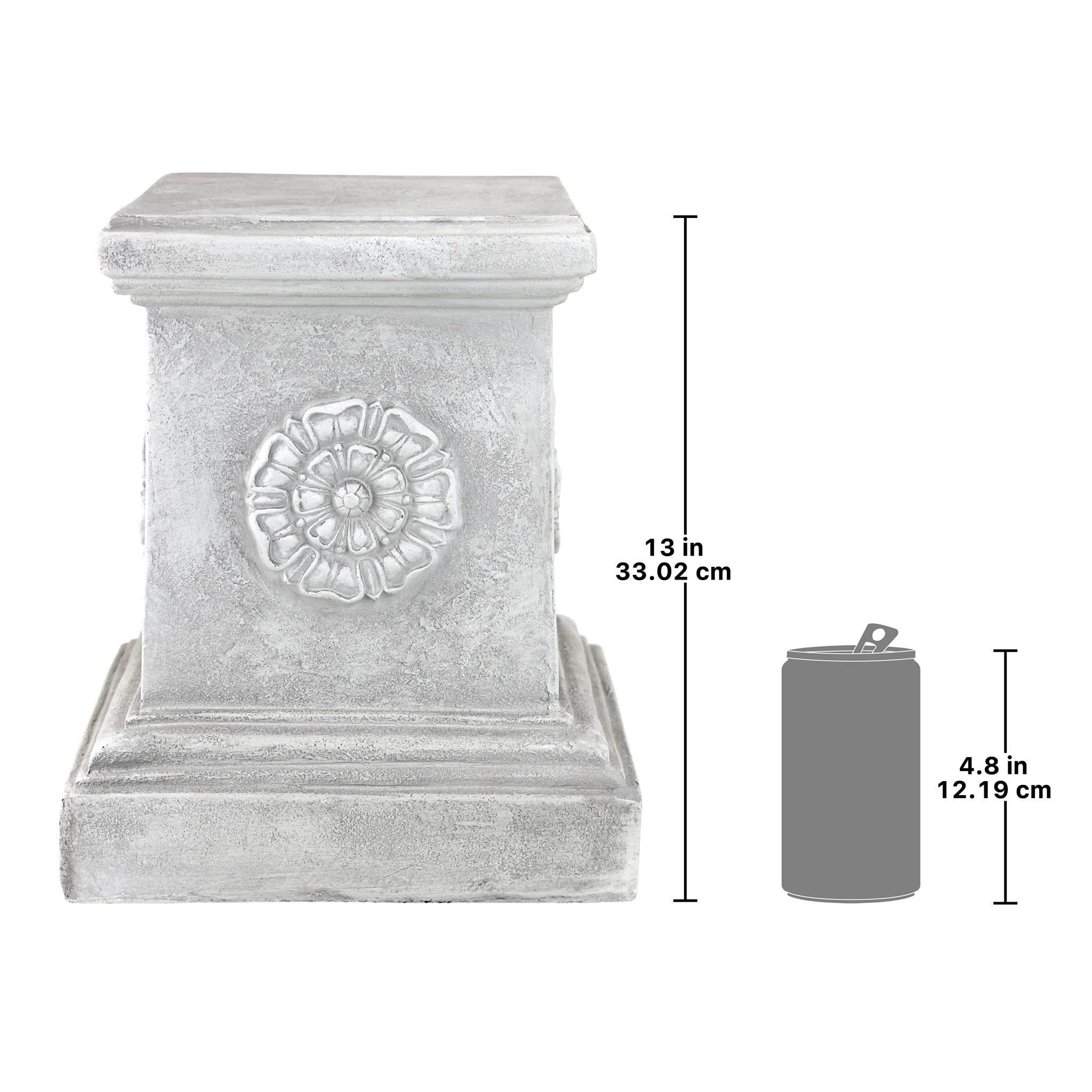Design Toscano top surface 9-inch square showing flat support for planters and statues