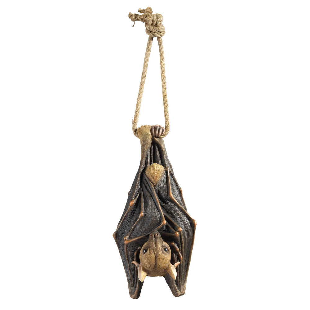 Design Toscano vampire bat front view showing spooky expression and curb appeal