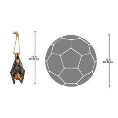 Design Toscano vampire bat beside ruler for size comparison and hanging suitability