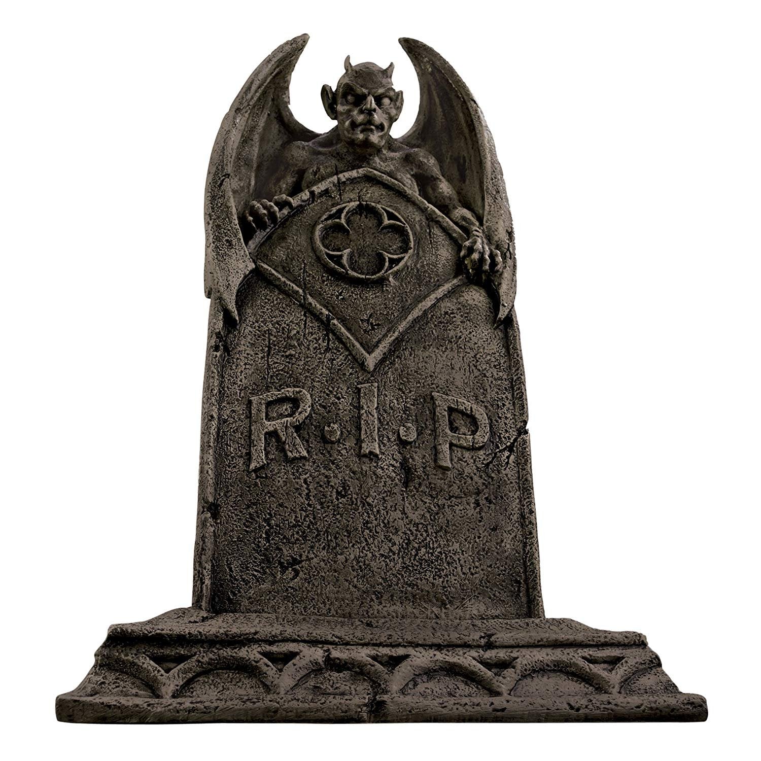 Design Toscano front view tombstone statue showing full gothic detail and curb appeal