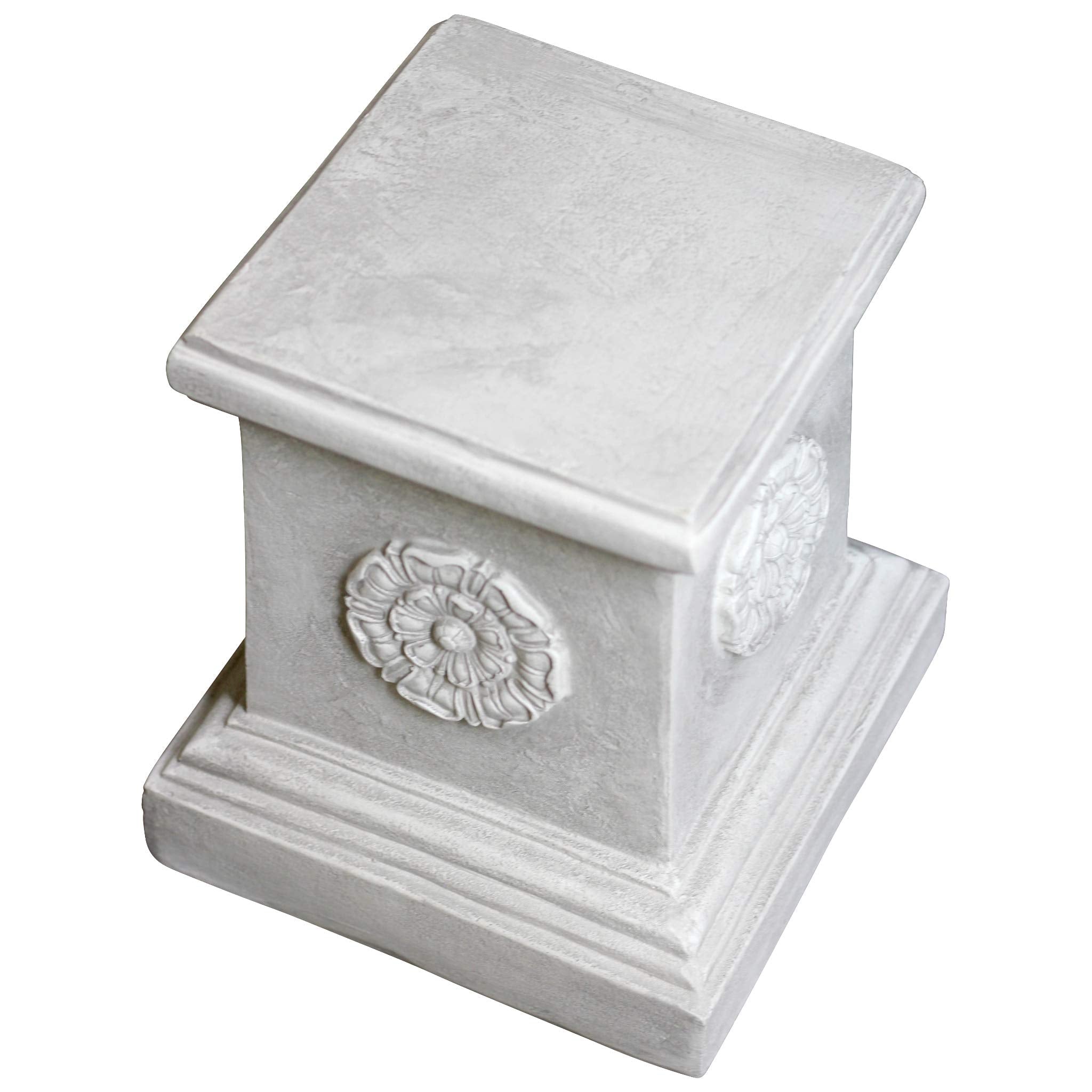 Design Toscano plinth with statue in garden setting creating a focal point benefit