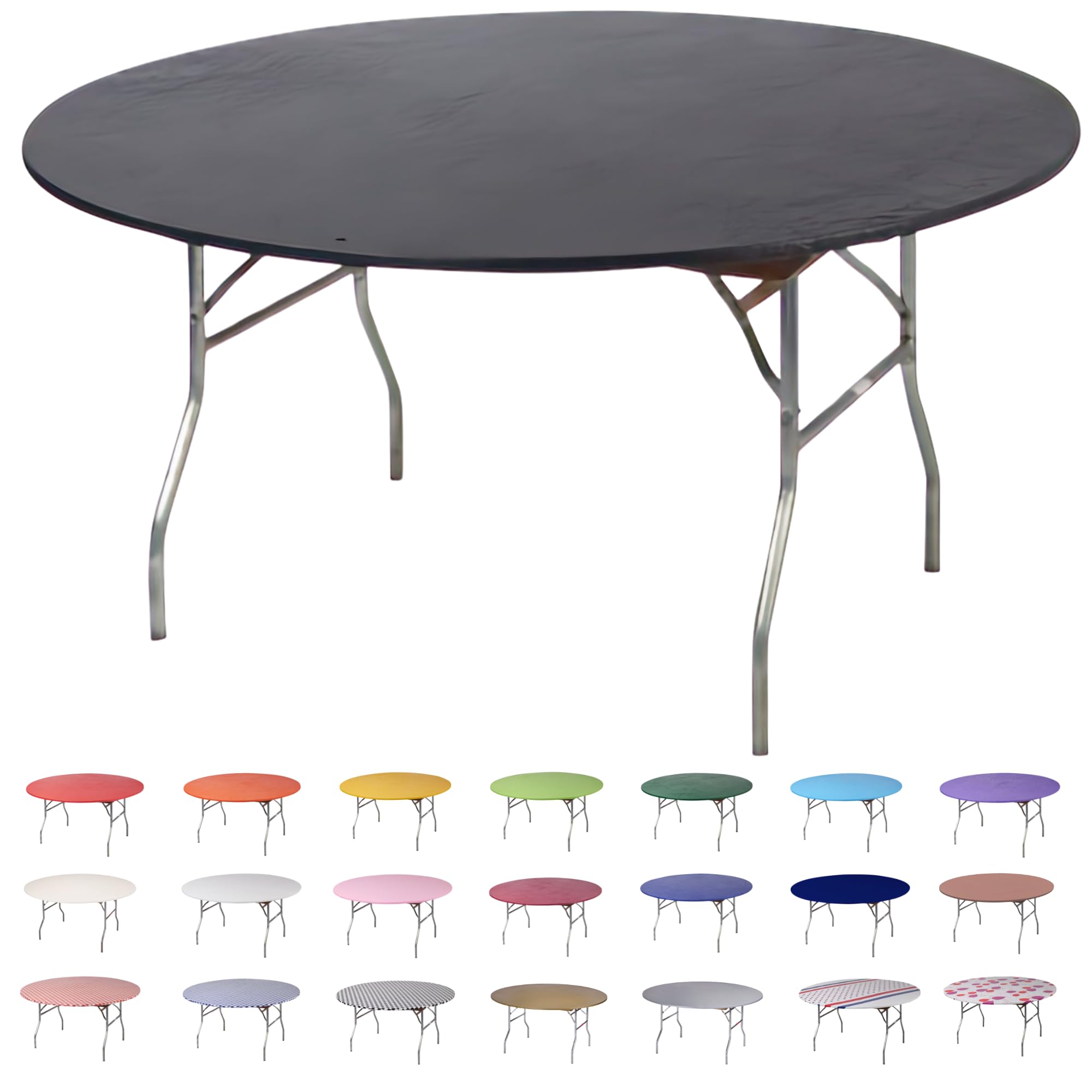 Designs by DaVal Kwik-Covers front view on 60 inch table showing neat fitted finish