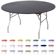 Designs by DaVal Kwik-Covers front view on 60 inch table showing neat fitted finish