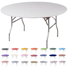 Designs by DaVal front view of fitted 60-inch white cover showing smooth professional look