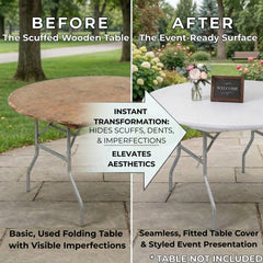 Designs by DaVal cover next to ruler showing fit for tables up to 2.5-inch edge thickness