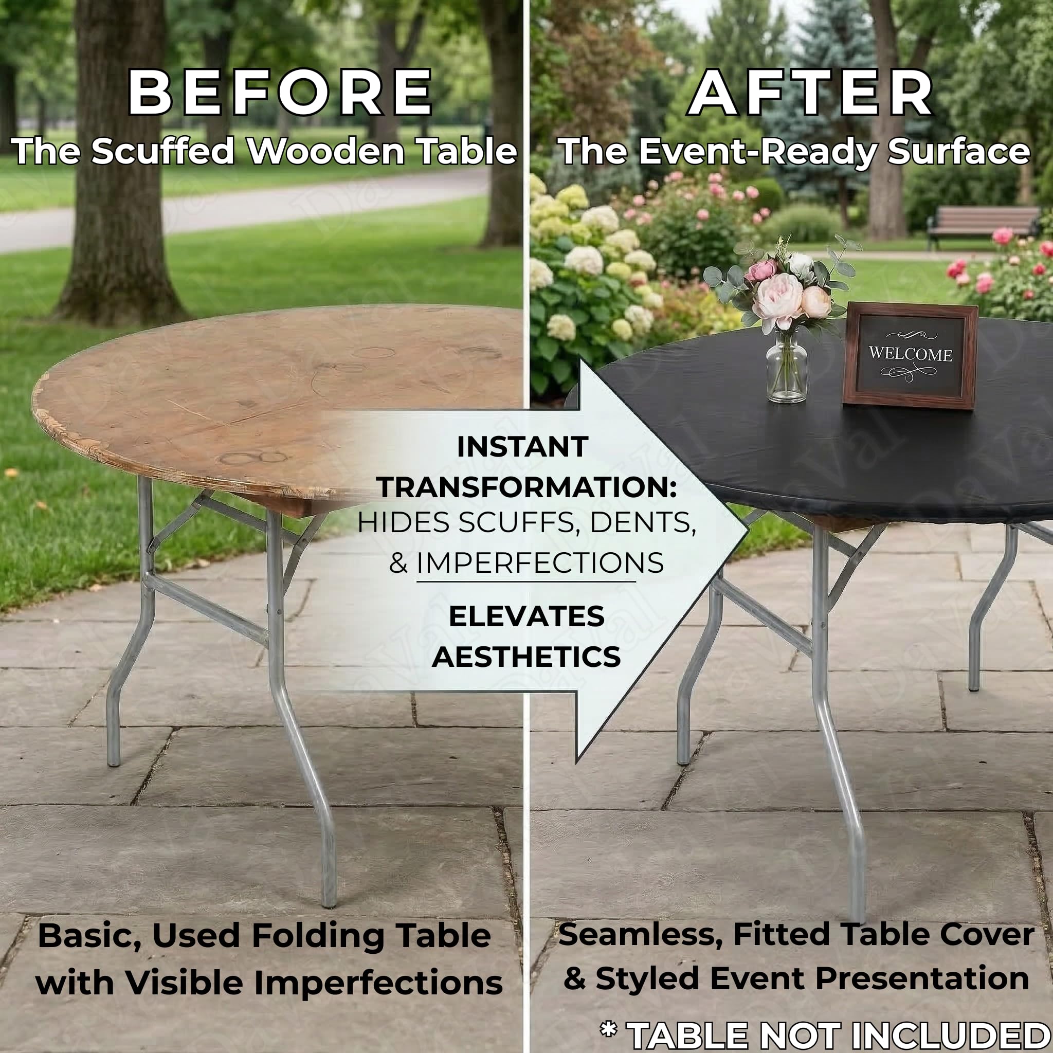 Designs by DaVal cover beside a chair for scale showing full 60 inch coverage
