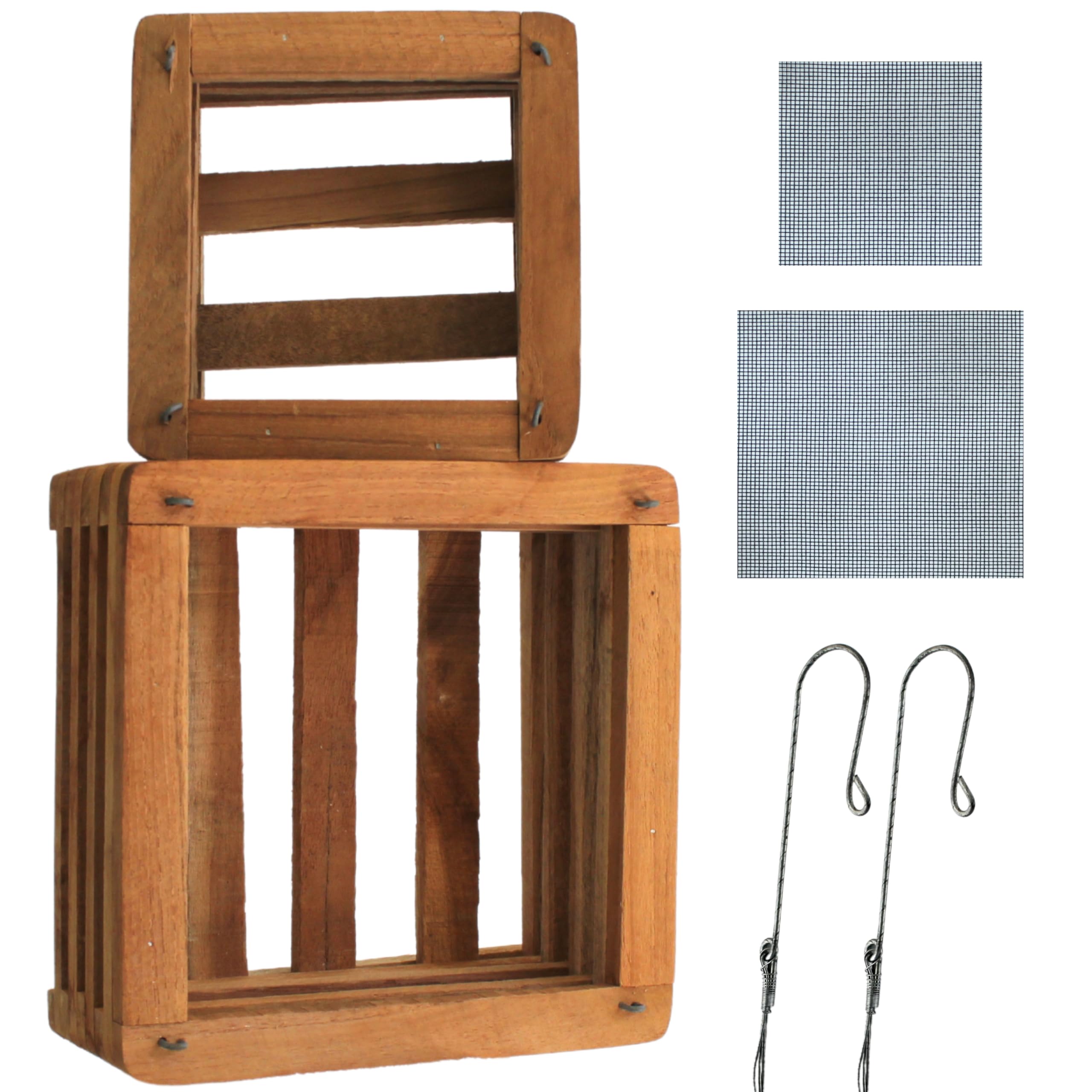DESQUIGGLE front view of teak orchid basket showing slatted airflow benefit