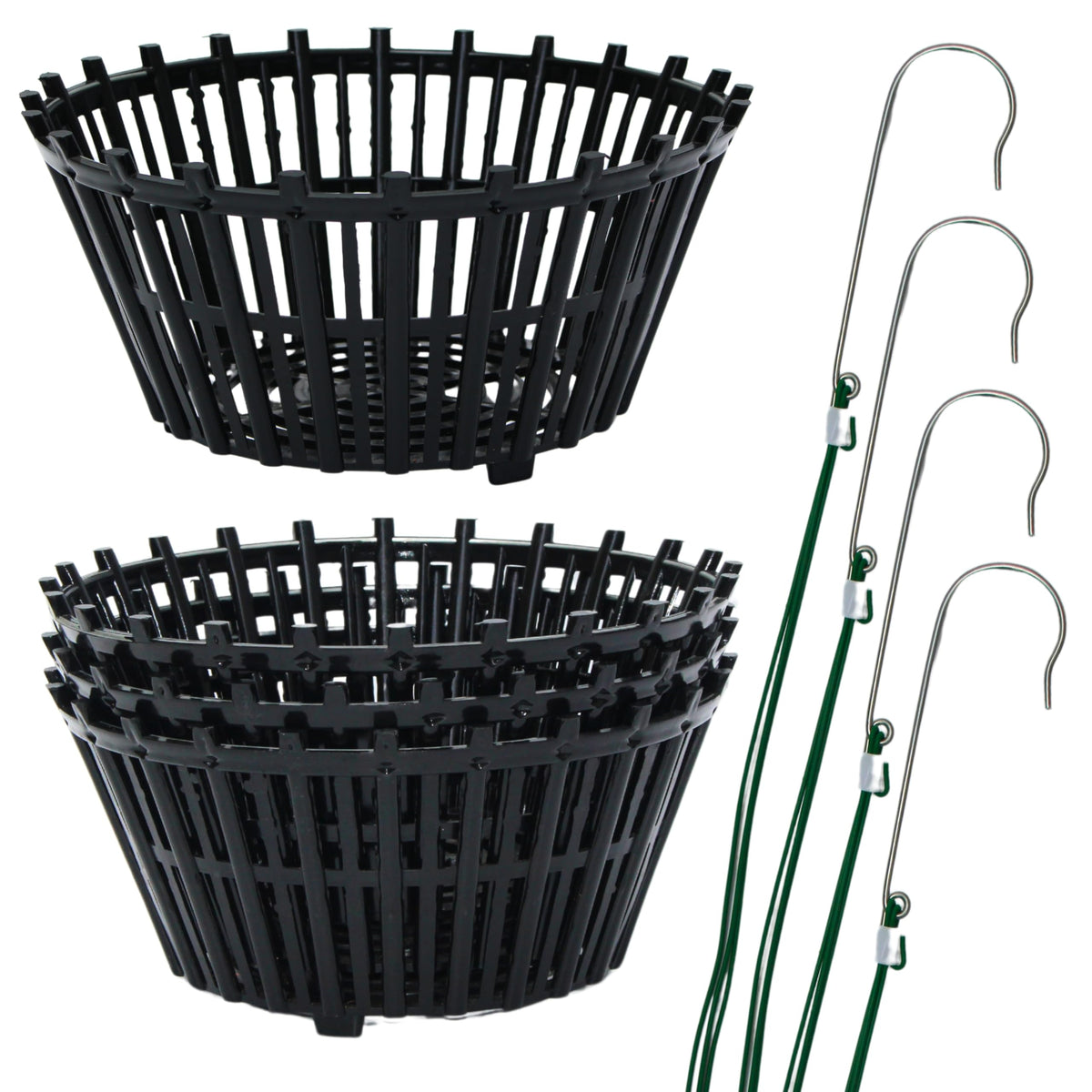DESQUIGGLE front view of 10-inch black orchid basket showing shape and finish, durable display