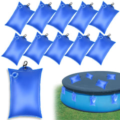 Desunqin front packaging showing 20 hanging pool cover bags and included hooks for easy anchoring