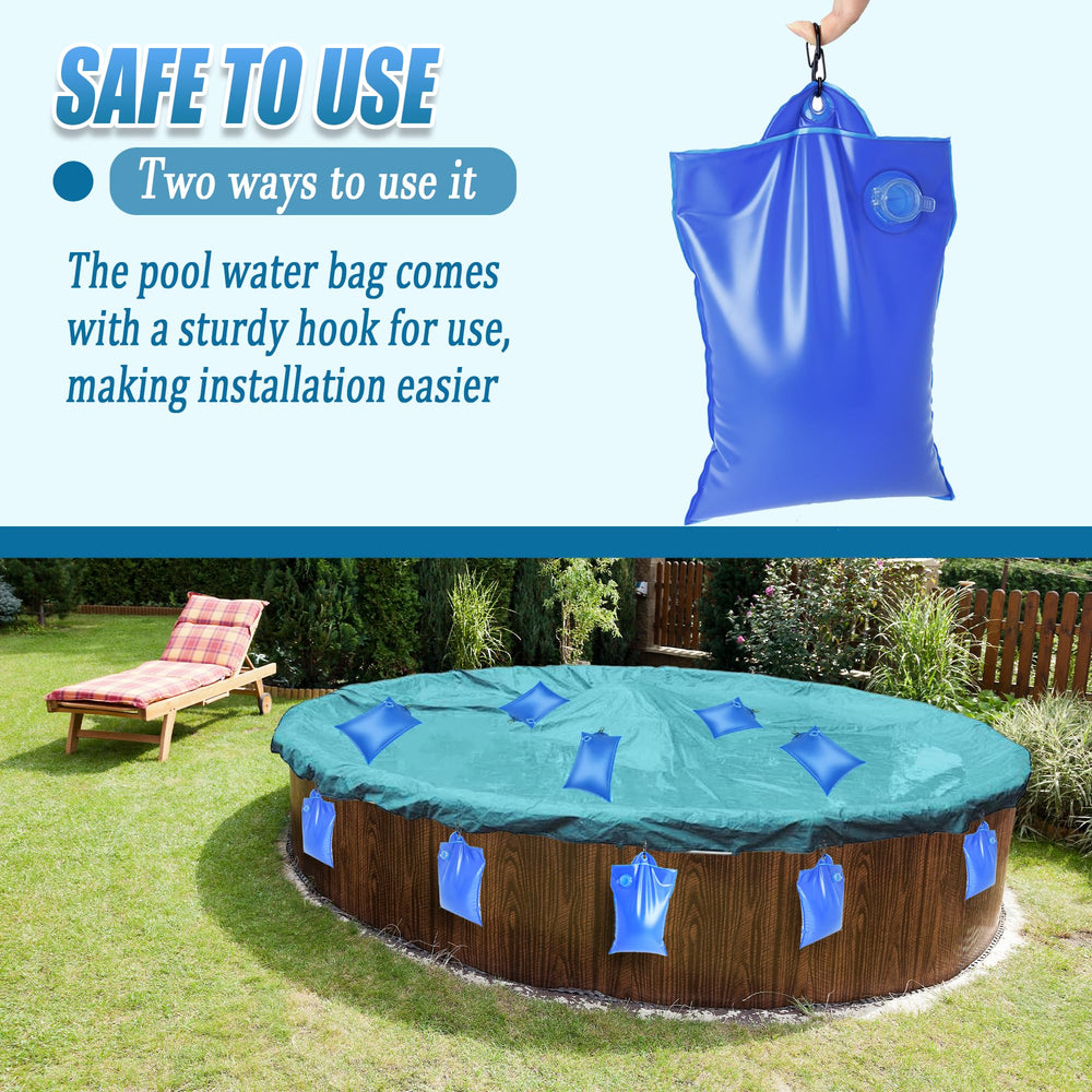 Desunqin installed around backyard pool showing full set securing cover and reducing debris