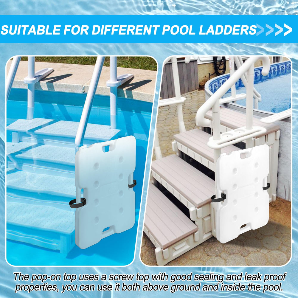 Desunqin weight attached to pool step demonstrating stable ladder support and safety