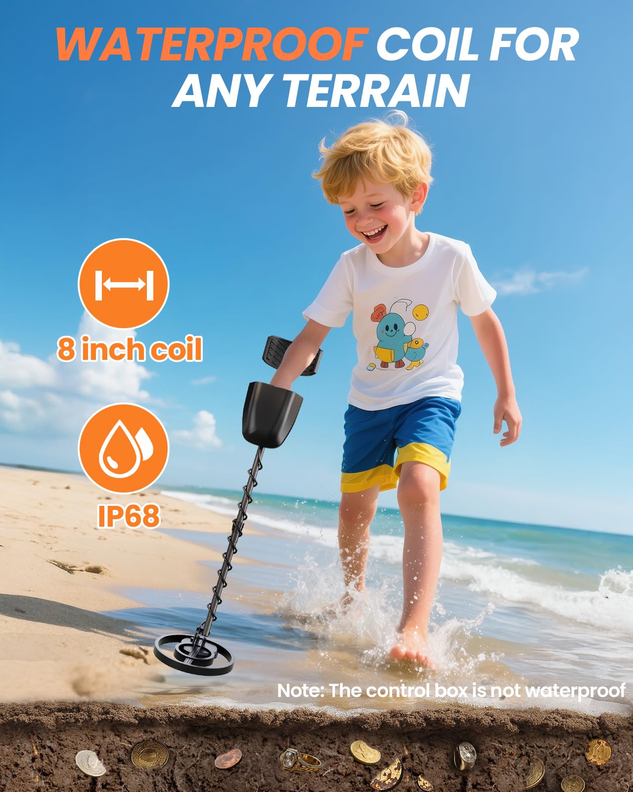 DetectTrek in use at beach illustrating family-friendly detecting and fun