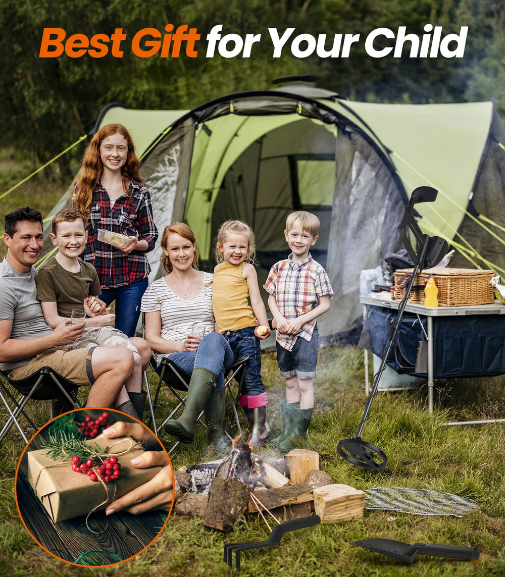 DetectTrek kid holding detector lifestyle image showing safe, joyful outdoor exploration